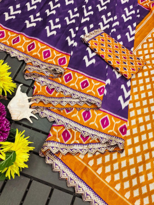 Divastri Printed Daily Wear Cotton Blend Saree(Purple)