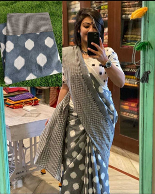 HouseOfCommon Printed, Color Block, Blocked Printed Handloom Pure Cotton Saree(Multicolor)