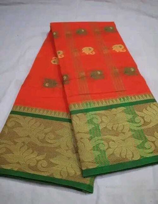 Sandhyatara Woven Tant Pure Cotton Saree(Orange)