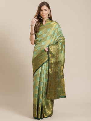 Divastri Woven Banarasi Jacquard Saree(Light Green)