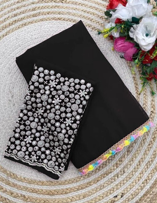 RUCHKET Embellished Bollywood Georgette Saree(Black, Multicolor)