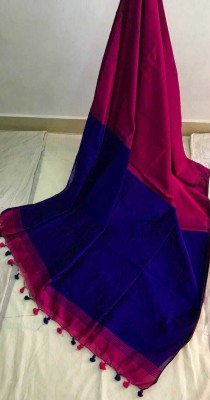 SRIJITA SAREE CENTER Woven Handloom Cotton Silk Saree(Blue)