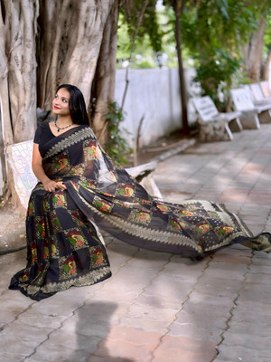 TEN R Self Design, Printed Daily Wear Georgette Saree(Multicolor)
