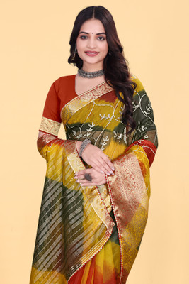 Aarunika SBT Printed Bollywood Organza Saree(Multicolor)