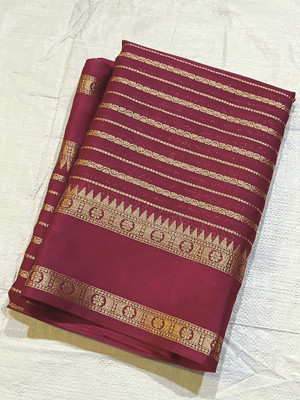GNSARI Woven Banarasi Handloom Georgette Saree(Maroon)