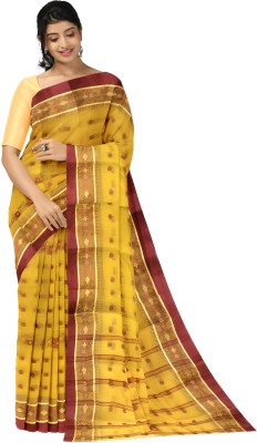 Bikash Dutta Fashion Self Design Tant Pure Cotton Saree(Mustard)