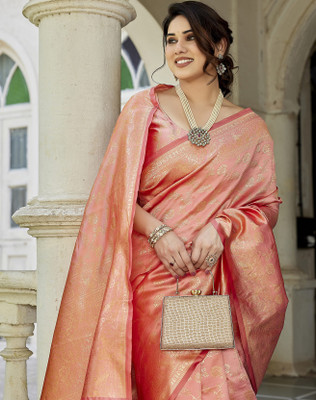 YASHIKA Woven Kanjivaram Art Silk Saree(Pink)