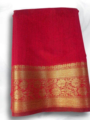 sarees Woven Banarasi Cotton Silk Saree(Red)
