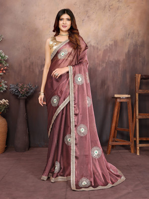 NEGRONI Solid/Plain Bollywood Jimmy choo Saree(Magenta)