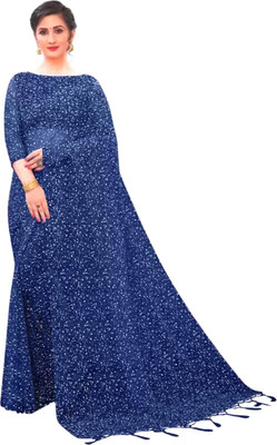 MAAFAB Self Design Bollywood Net Saree(Dark Blue)