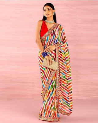 Varishtaa Striped Daily Wear Georgette Saree(Multicolor)