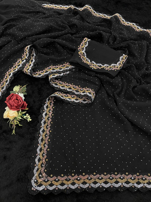 VarniRaaj Fashion Embellished Bollywood Organza Saree(Black)