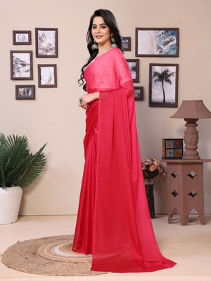 GOLDOLL FAB Solid/Plain Daily Wear Satin Saree(Pink)