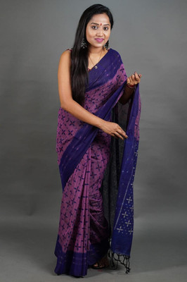ACHOL Printed Handloom Pure Cotton Saree(Pink)
