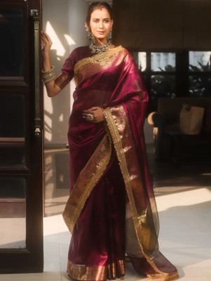 Varda Woven Daily Wear Tussar Silk Saree(Blue)