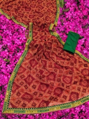 Rahul savjibhai goyani Embroidered Bandhani Georgette Saree(Red)