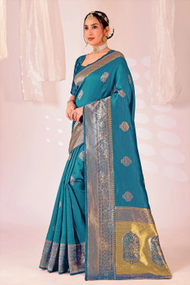 Moda Repido Woven Banarasi Pure Silk Saree(Green)