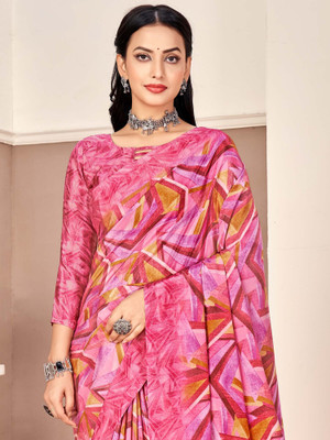 Divastri Printed Chinnalapattu Crepe Saree(Pink)