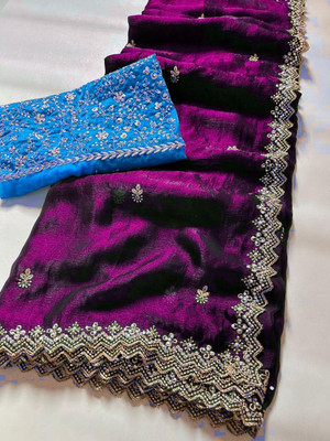 Sitanjali Embellished Bollywood Silk Blend Saree(Magenta)