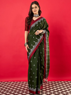 Tasrika Printed Bhagalpuri Muslin Saree(Green)