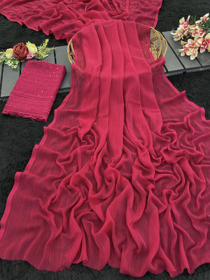 Sanskriti Synthetics Embellished Bollywood Georgette Saree(Red)