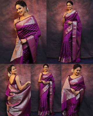 MADHAV Woven Banarasi Art Silk Saree(Magenta)