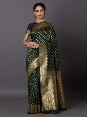 KRISHNA FASHION Woven Banarasi Art Silk Saree(Green)