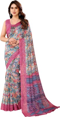 KRISHU ETHNICS Graphic Print Daily Wear Art Silk Saree(Pink)