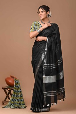 DENOR Printed Bhagalpuri Cotton Linen Saree(Multicolor)