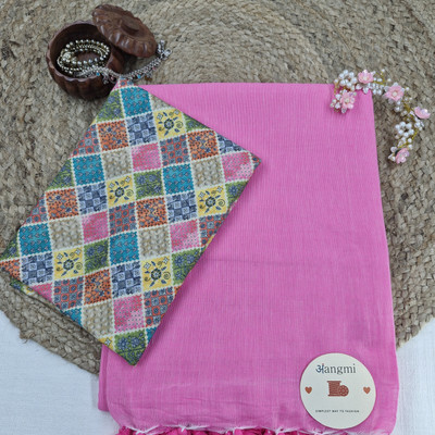 aangmi Self Design Handloom Khadi Saree(Pink)