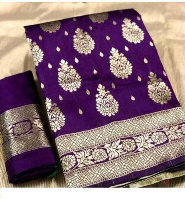 Mishita Enterprise Woven Kanjivaram Jacquard, Pure Silk Saree(Purple)