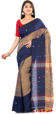 SAYAN CREATION Self Design Handloom Handloom Pure Cotton Saree(Blue)
