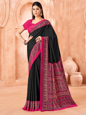 Sareemall Printed Chinnalapattu Crepe Saree(Black)