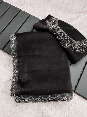 ZOYAL ENTERPRISE Self Design Bollywood Jimmy choo Saree(Black)