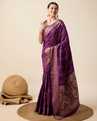 Sarvada Woven Kanjivaram Pure Silk Saree(Purple)