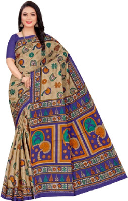 Vastram Creation Printed Bollywood Pure Cotton Saree(Multicolor)