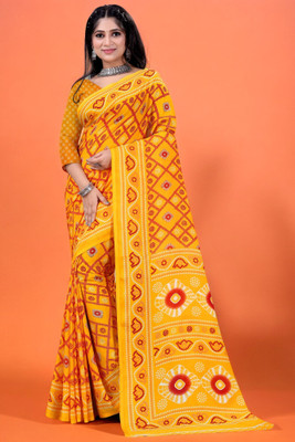 Divastri Printed Daily Wear Georgette Saree(Yellow)