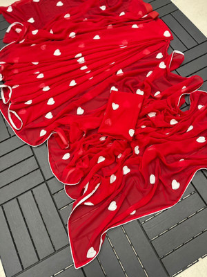 KYARA GROUP Embroidered Bollywood Georgette Saree(Red)