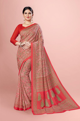 Novus Knitting Printed Daily Wear Art Silk Saree(Pink)