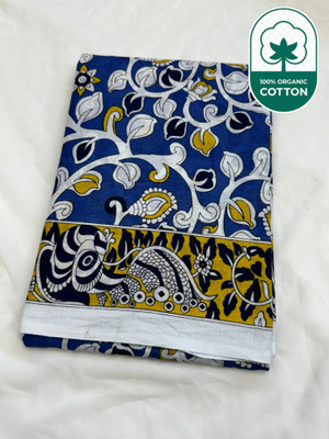 ARSH ENTERPRISE Printed Handloom Pure Cotton Saree(Blue)