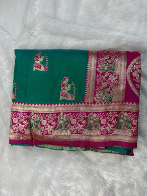Beautiful Collection Printed Patola Pure Silk Saree(Green)