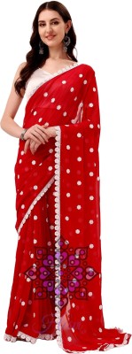 HESVI Embroidered Bollywood Georgette Saree(Red)