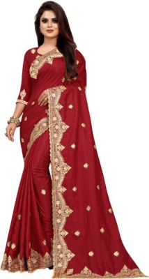 shahi enterprise Embroidered Bollywood Silk Blend Saree(Maroon)