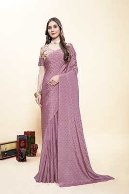 Sanskriti Synthetics Floral Print Handloom Chiffon Saree(Pink)