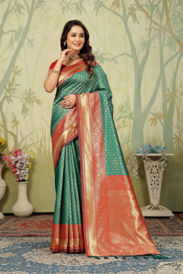 kevami fashion Self Design Banarasi Pure Silk Saree(Light Green)