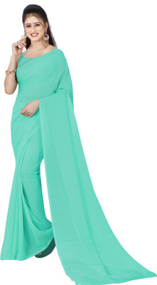 Anand Sarees Solid/Plain, Dyed Daily Wear Georgette Saree(Light Blue)