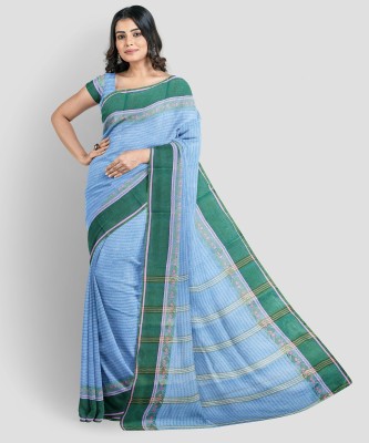 eC ESHA'S COLLECTION Woven Tant Pure Cotton Saree(Light Blue, Green)