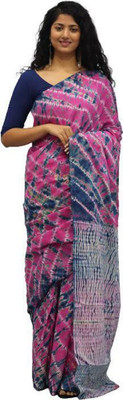 Tropwear Printed, Self Design, Digital Print Ikkat Pure Cotton Saree(Pink)