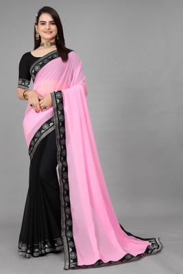 Aai shree khodiyar Self Design Bollywood Georgette Saree(Pink)