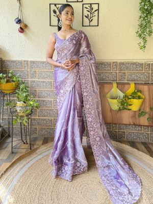 Tasrika Embellished Bollywood Organza Saree(Purple)